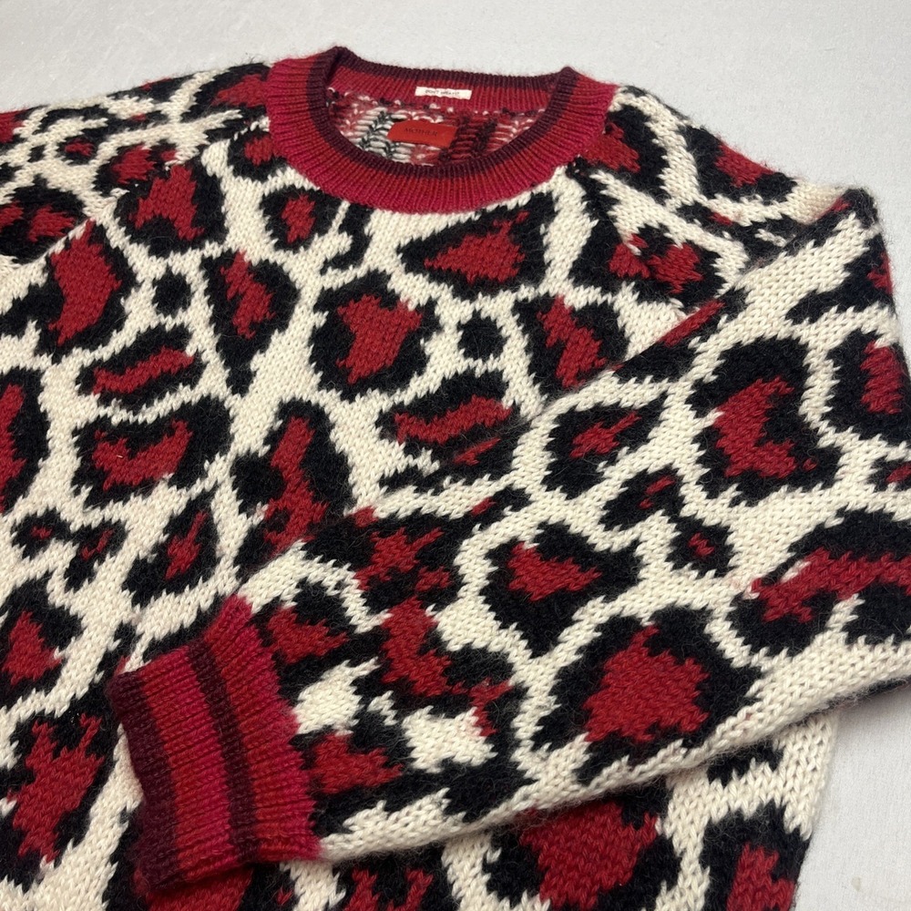 Mother The Boat Square Jumper  Alpaca Sweater "Nine Lives" Red Leopard‎ Medium